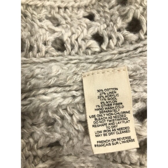 Anthropologie Sleeping on Snow Sweater Womens Small Cream Linen Wool Open Knit - Picture 7 of 10
